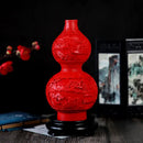 GobekUsa 10-inch Red Lacquerware Flower Auspicious Vase