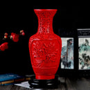 GobekUsa 10-inch Red Lacquerware Flower Auspicious Vase
