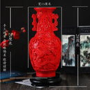GobekUsa 10-inch Red Lacquerware Flower Auspicious Vase