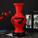 GobekUsa 10-inch Red Lacquerware Flower Auspicious Vase