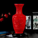 GobekUsa 10-inch Red Lacquerware Flower Auspicious Vase