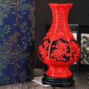 GobekUsa 10-inch Red Lacquerware Flower Auspicious Vase