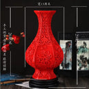 GobekUsa 10-inch Red Lacquerware Flower Auspicious Vase