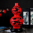 GobekUsa 10-inch Red Lacquerware Flower Auspicious Vase