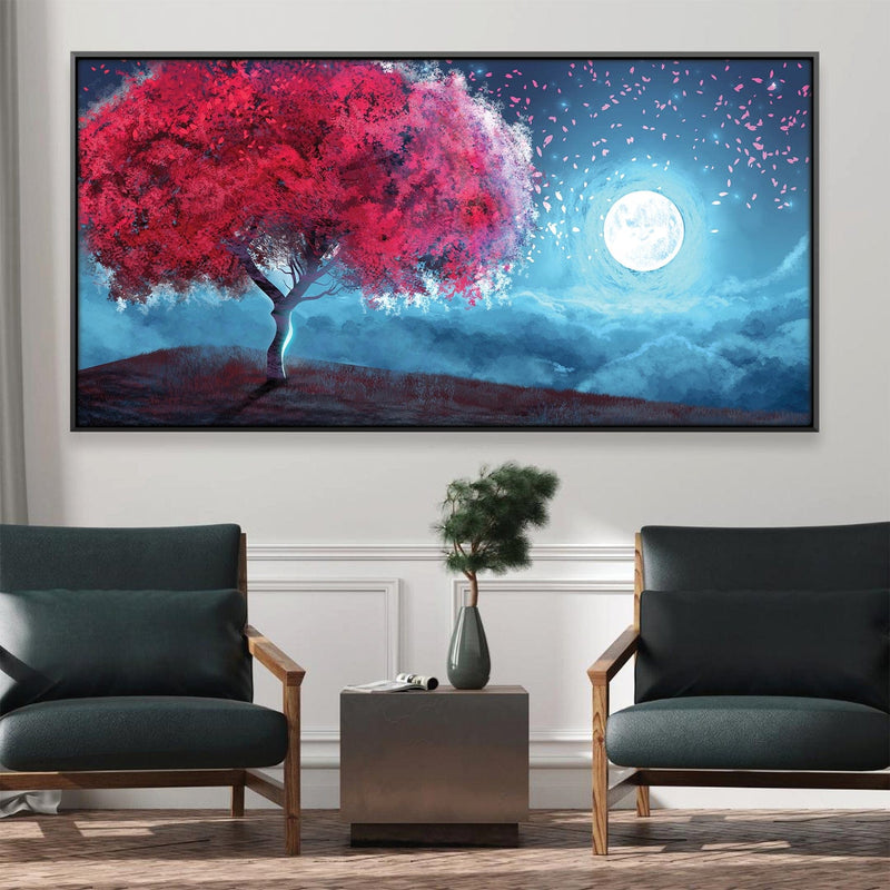 Red Leaves in the Moonlight Canvas