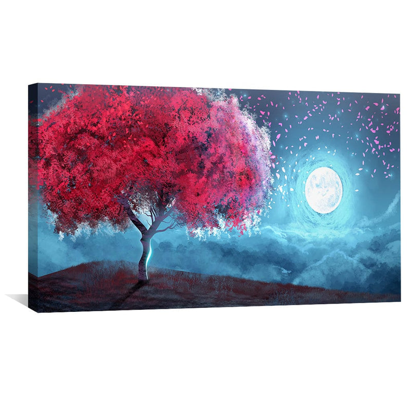 Red Leaves in the Moonlight Canvas