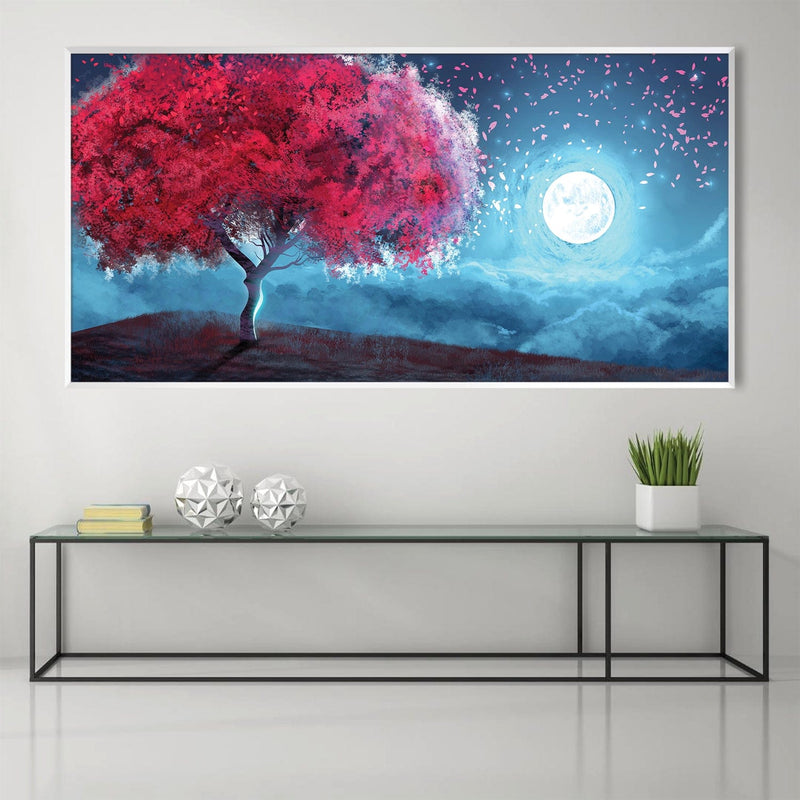 Red Leaves in the Moonlight Canvas