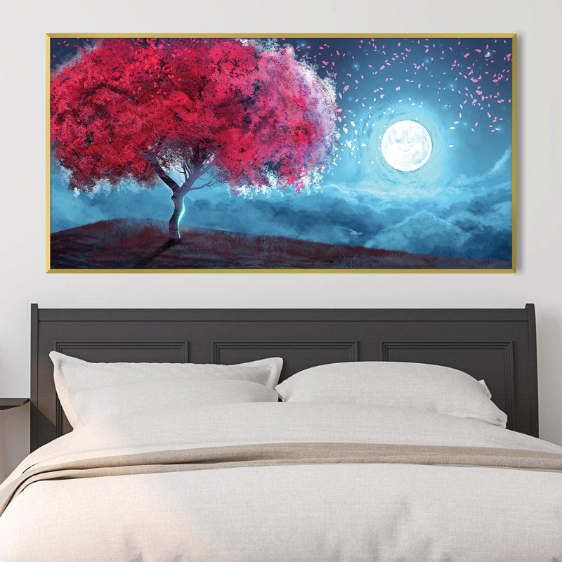 Red Leaves in the Moonlight Canvas