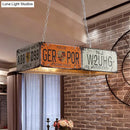 GobekUsa Red Metallic Hanging Lamp: 3-Light Rectangle Island Ceiling Light for Dining Room