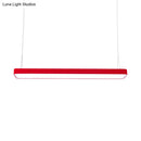 GobekUsa Red Rectangular LED Island Pendant Light for Kids' Room with Acrylic Shade