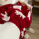 GobekUsa Lively Rabbit Microfiber Knitted Throw Blanket - Cute & Cozy for Bed, Sofa, Couch, Car