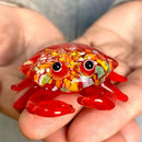 Red speckled crab glass figurines living room art sculpture by Decorbites