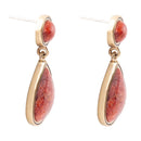 Red Sponge Coral Golden Drop Earrings