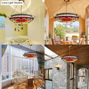 GobekUsa Red Stained Glass Victorian Chandelier - Elegant Living Room Ceiling Light