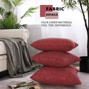 Red textured linen throw pillow covers set of 2 living room decor by Decorbites