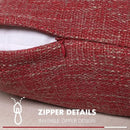 Red textured linen throw pillow covers set of 2 living room decor by Decorbites