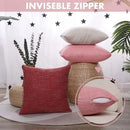 Red textured linen throw pillow covers set of 2 living room decor by Decorbites