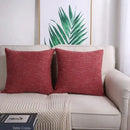 Red textured linen throw pillow covers set of 2 living room decor by Decorbites