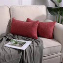 Red textured linen throw pillow covers set of 2 living room decor by Decorbites