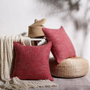 Red textured linen throw pillow covers set of 2 living room decor by Decorbites