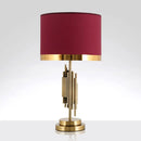 GobekUsa Red Traditional Fabric Table Light with Single Drum Shade - Perfect for Living Room Nightstand