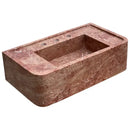 Red Travertine Wall Mount Bathroom Sink Honed 16x30