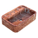 Red Travertine Wall Mount Bathroom Sink With Ribbed Texture