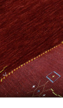 Red Tribal Hand Loomed Wool Area Rug - Geometric Border Design with Cultural Symbols by The Rug Decor