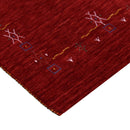 Red Tribal Hand Loomed Wool Area Rug - Geometric Border Design with Cultural Symbols by The Rug Decor