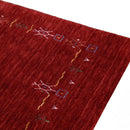 Red Tribal Hand Loomed Wool Area Rug - Geometric Border Design with Cultural Symbols by The Rug Decor