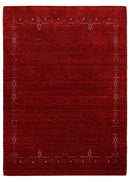 Red Tribal Hand Loomed Wool Area Rug - Geometric Border Design with Cultural Symbols by The Rug Decor