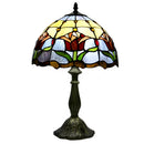 Red Tiffany-Inspired Lamp with Tulip Glass Design