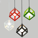 Red yellow & green elegant square chandelier kitchen pendant light by Decorbites