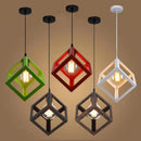 Red yellow & green elegant square chandelier kitchen pendant light by Decorbites