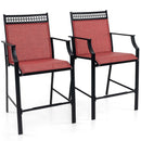 Outdoor Counter Stools Set of 2 Heavy-Duty Barstools with Footrest and Armrests-Blue by DirectDeals