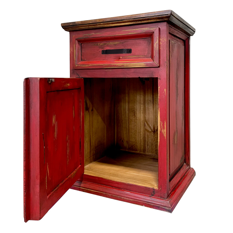 Traditional Small Rustic Nightstand Oldie Red, photo 3 of 9