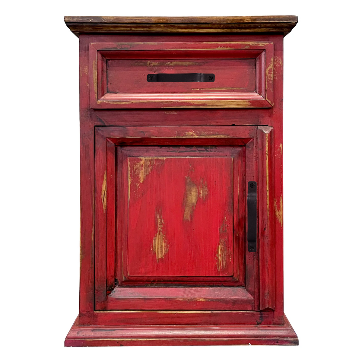 Traditional Small Rustic Nightstand Oldie Red, photo 2 of 9