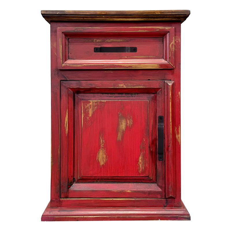 Traditional Small Rustic Nightstand Oldie Red, photo 2 of 9