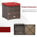 2 Pieces Patio Ottoman with Removable Cushions-Red by LJGDeals