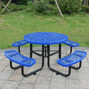 Large 46-Inch Heavy-Duty Round Outdoor Steel Picnic Table With Umbrella Hole (SAK96428)