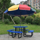 Large 46-Inch Heavy-Duty Round Outdoor Steel Picnic Table With Umbrella Hole (SAK96428) by SAKSBY WHOLESALE