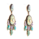 Regal Blue Abalone Mixed Stone Golden Statement Drop Earrings