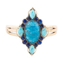 Regal Blue Apatite Mixed Stone Golden Cuff Bracelets