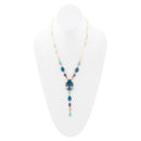 Regal Blue Apatite Mixed Stone Golden Pendant Necklace
