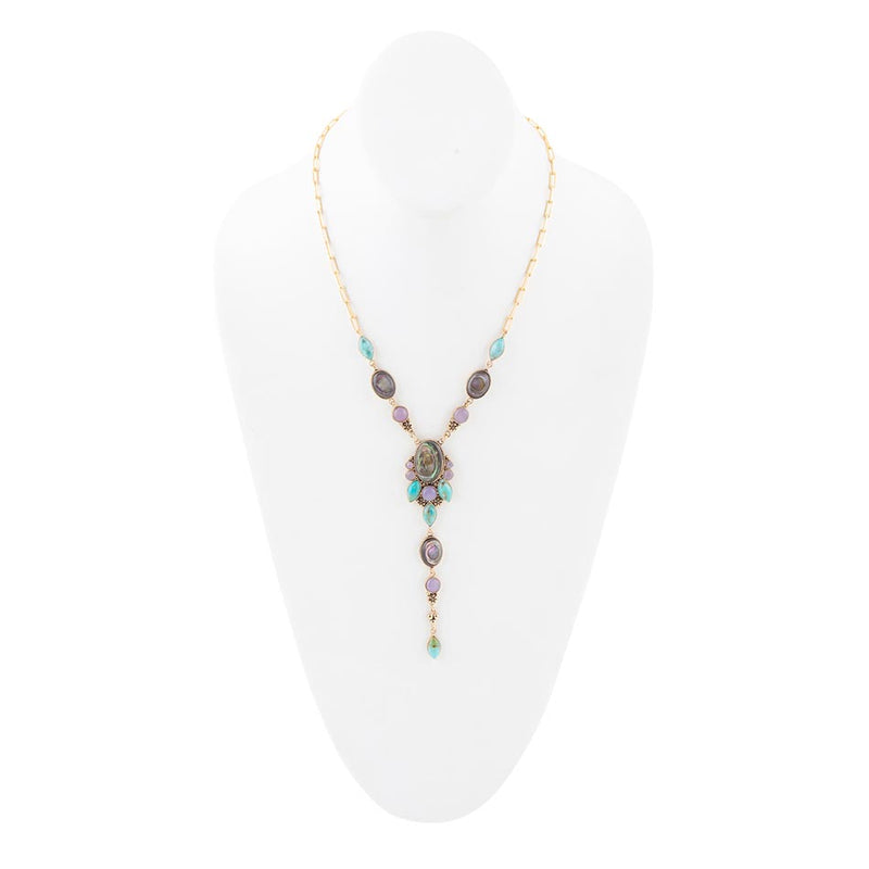 Regalia Blue Abalone Golden Y Necklace