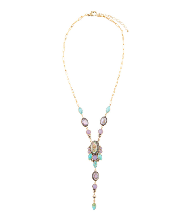 Regalia Blue Abalone Golden Y Necklace