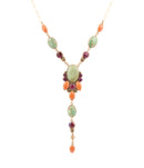 Regalia Blue Turquoise Purple and Orange Coral Golden Y Necklace by Barse Jewelry