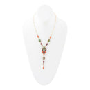Regalia Blue Turquoise Purple and Orange Coral Golden Y Necklace by Barse Jewelry