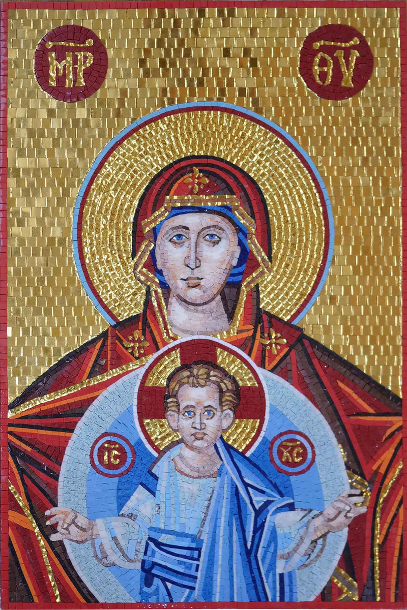 Religious Mosaic - Virgin Mary & Baby Jesus