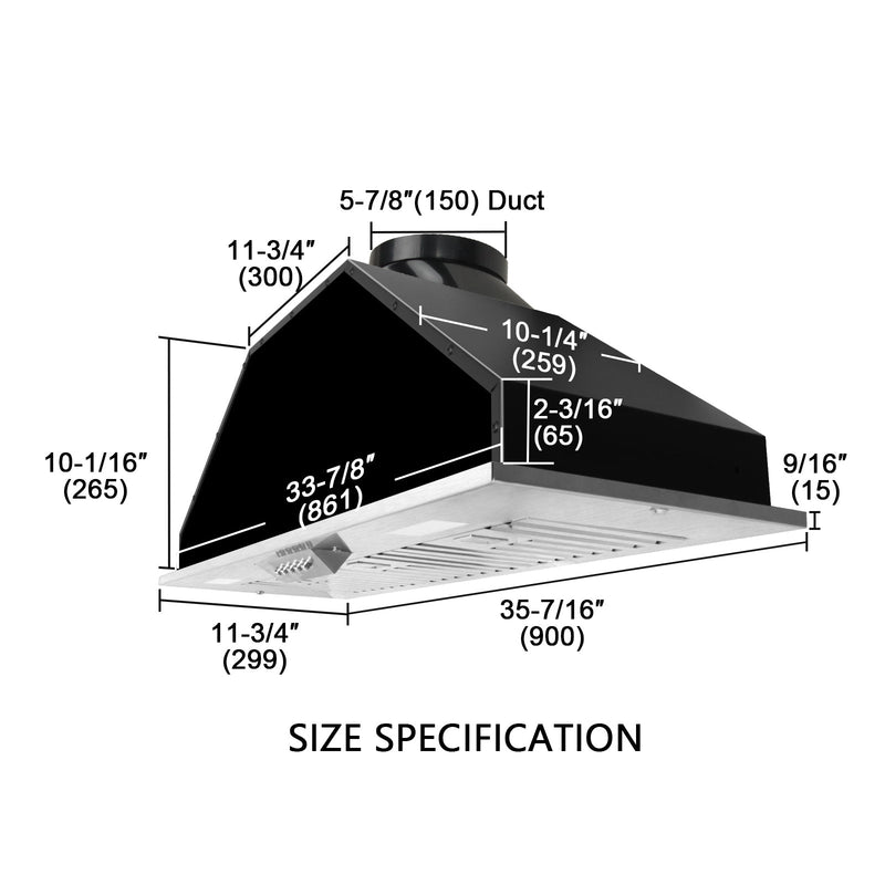 Akicon 36" Stainless Steel Range Hood with 600 CFM Insert & 6-Burner Gas Range Combo – Powerful Ventilation, Convection Oven, Multiple Finishes